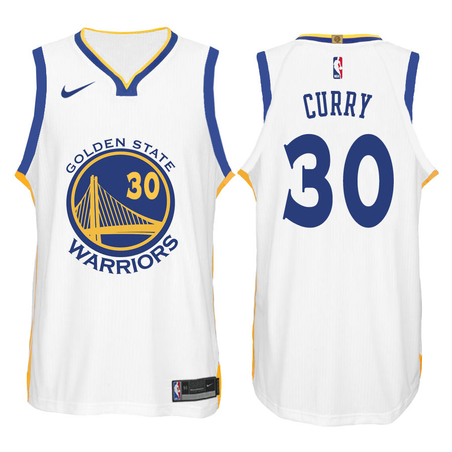 Warriors Male Stephen Curry #30 2017-18 New Season White Jersey