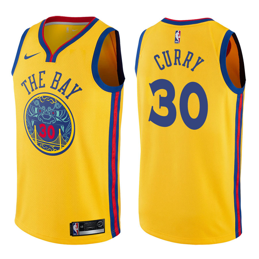 Warriors Male Stephen Curry #30 City Edition Gold Jersey