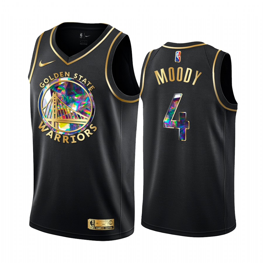 Warriors Moses Moody Diamond Logo Black 2021-22 Jersey NBA 75th Season