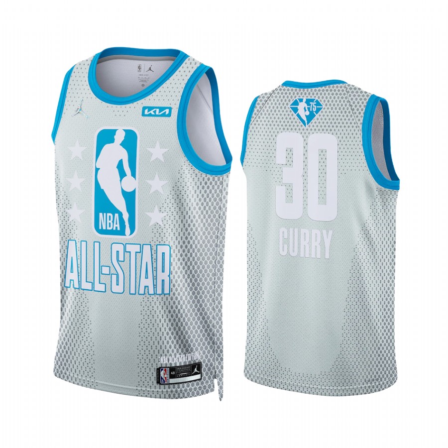 Warriors Stephen Curry 2022 Cleveland All-Star Jersey Gray 75th Patch Uniform