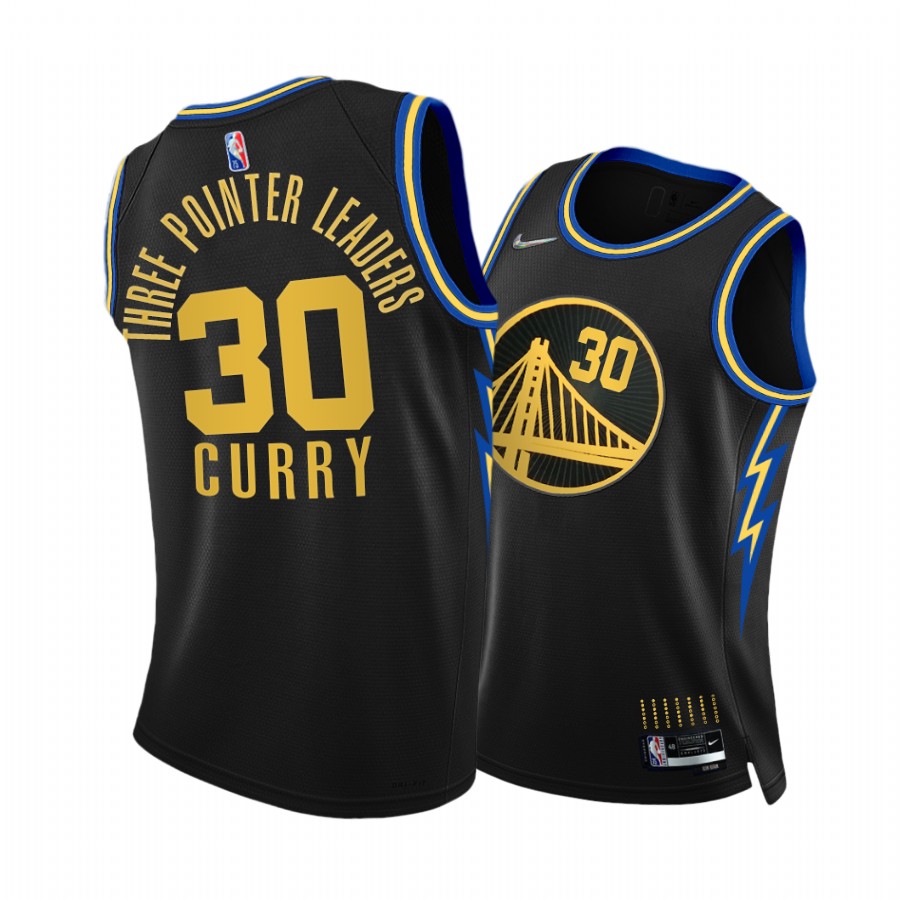 Warriors Stephen Curry Black NBA75th City Edition 3 Point Leaders #30 Jersey