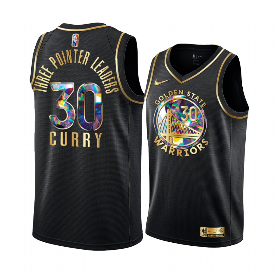 Warriors Stephen Curry Black NBA75th Diamond Edition 3 Point Leaders #30 Jersey
