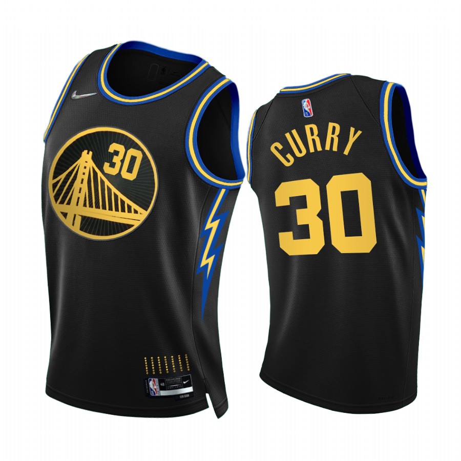 Warriors Stephen Curry City Edition Black 2021-22 Jersey NBA 75th Season