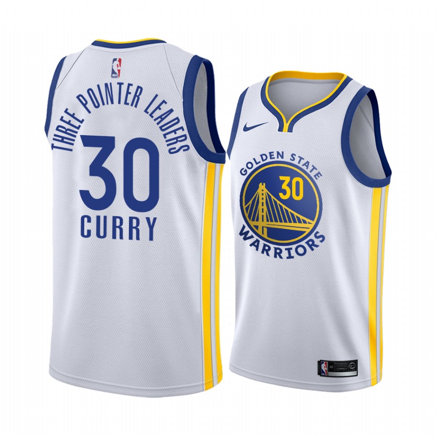 Warriors Stephen Curry White 16 3-pointers 3 Point Leaders #30 Jersey