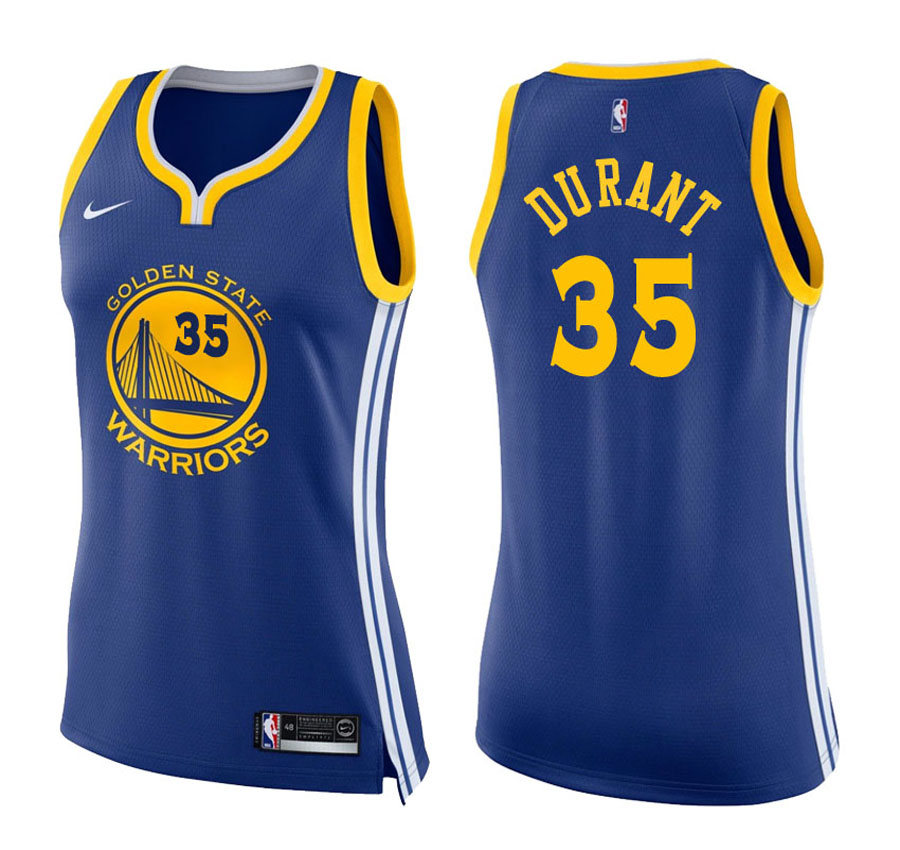 Warriors Women Kevin Durant #35 2017-18 Icon Blue Jersey