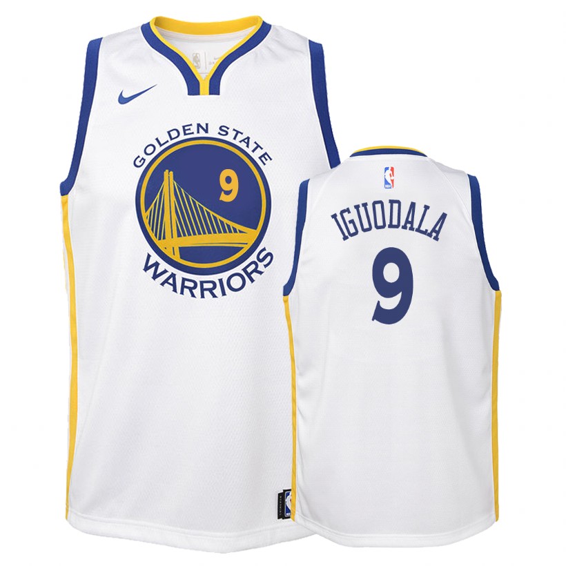 Warriors Youth's Andre Iguodala #9 Association Edition White Jersey