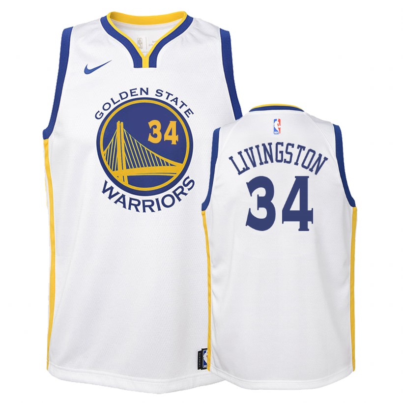 Warriors Youth's Shaun Livingston #34 Association Edition White Jersey