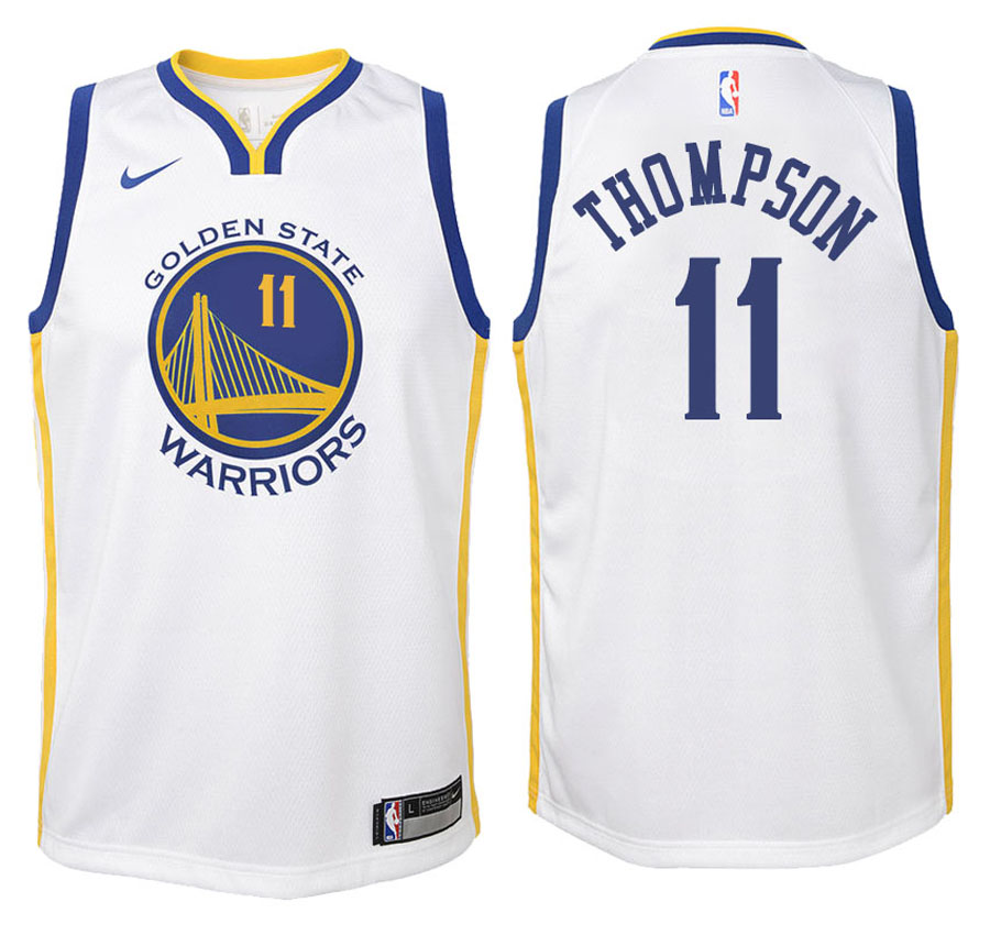 Warriors Youth Klay Thompson #11 2017-18 Association White Jersey