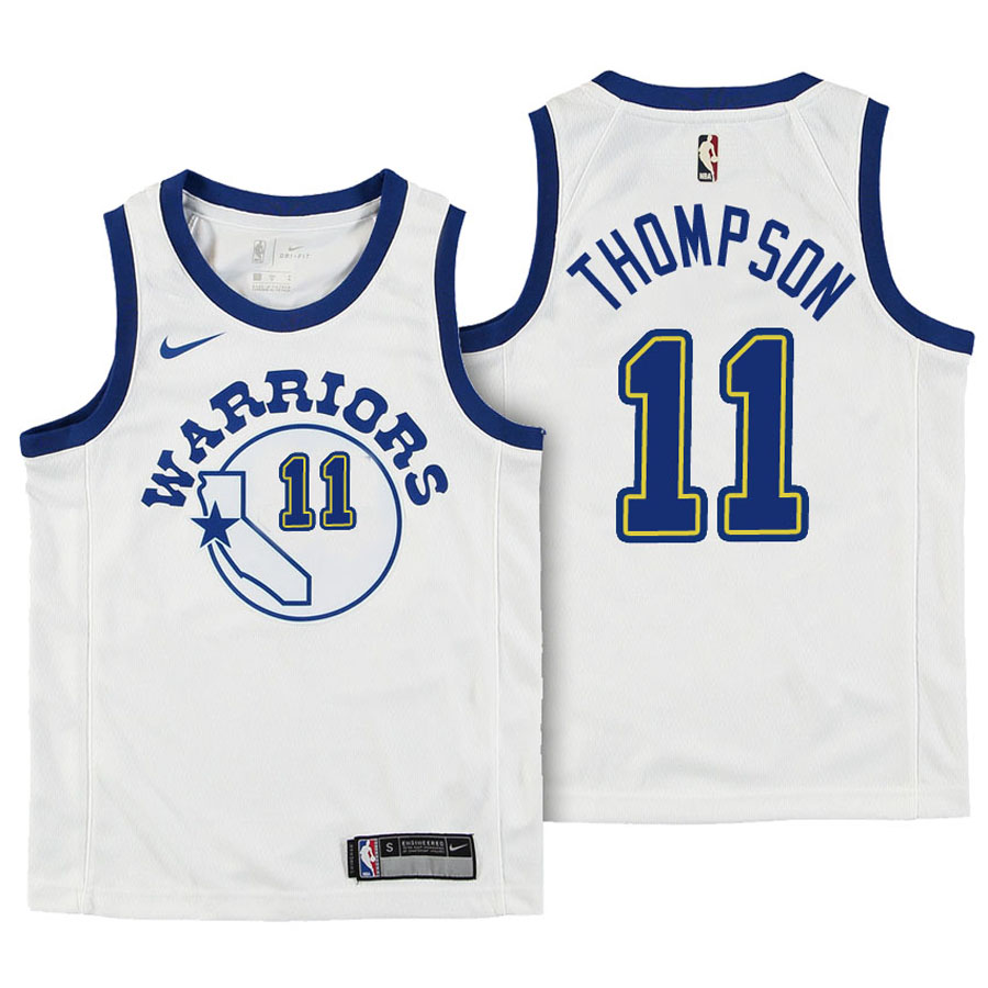 Warriors Youth Klay Thompson #11 Hardwood Classic White Jersey