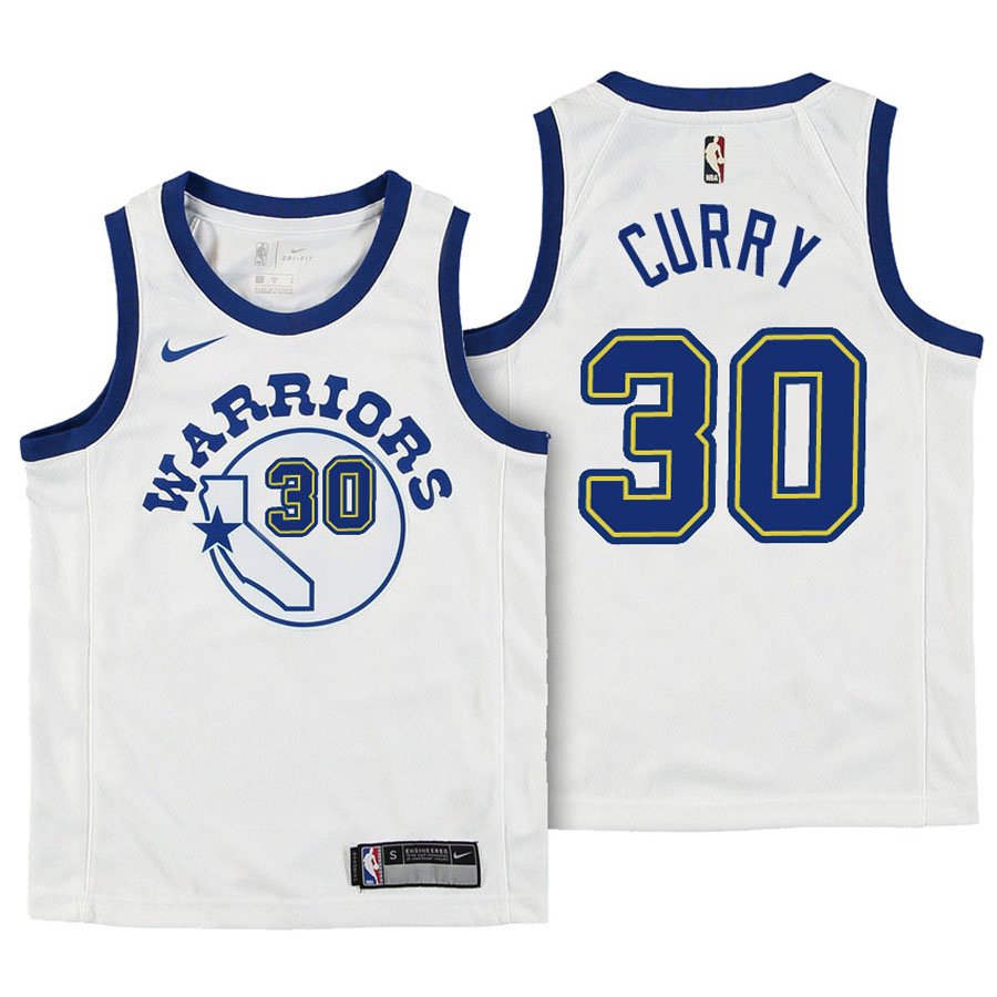 Warriors Youth Stephen Curry #30 Hardwood Classic White Jersey