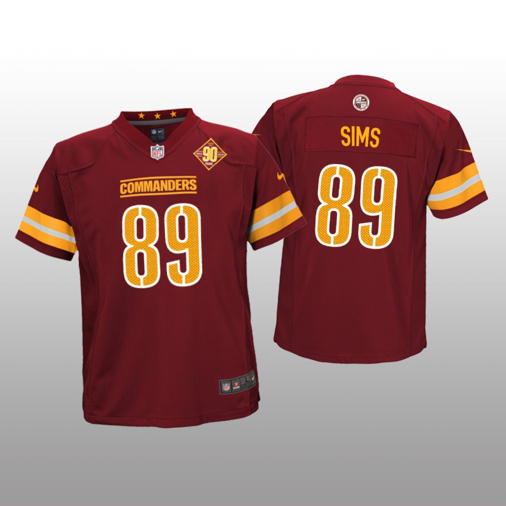 Washington Commanders Cam Sims Burgundy Jersey 90th Anniversary - Youth