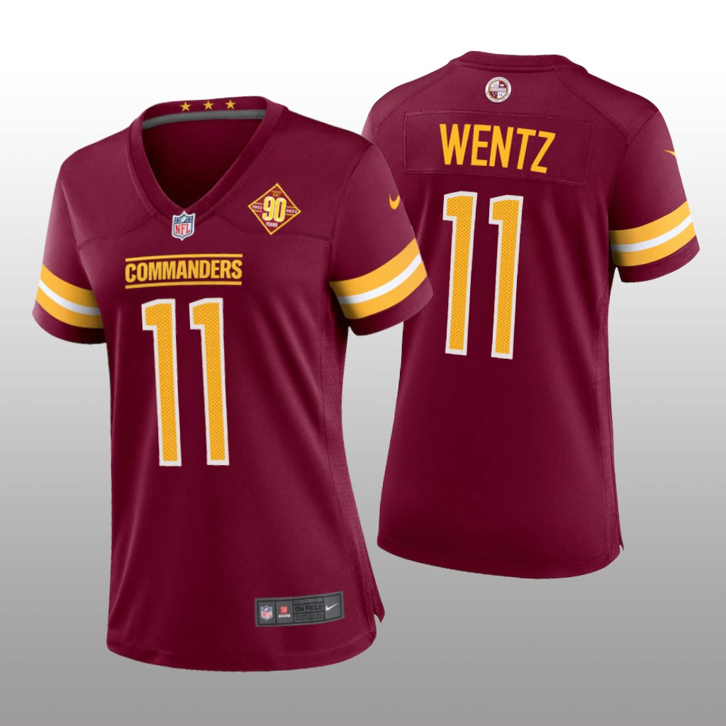 Washington Commanders Carson Wentz Burgundy Jersey 90th Anniversary - Women's