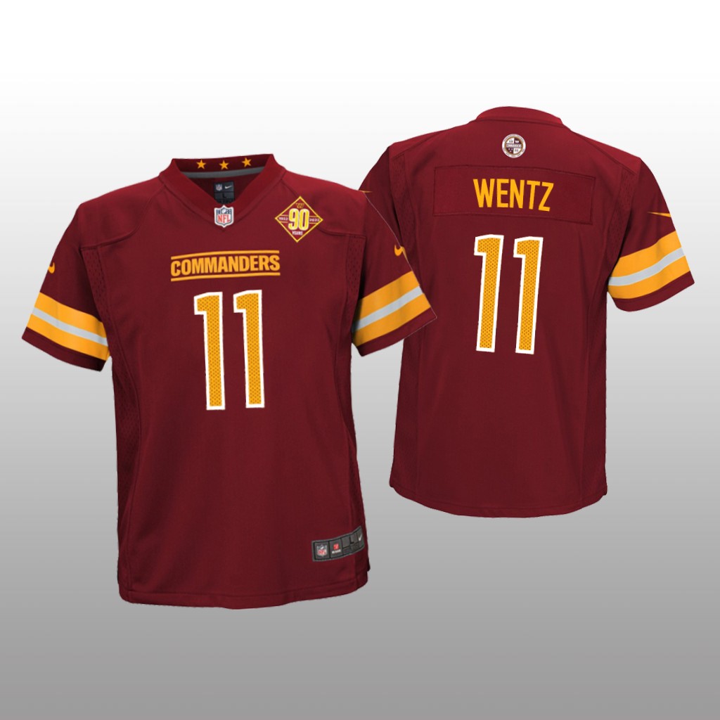 Washington Commanders Carson Wentz Burgundy Jersey 90th Anniversary - Youth