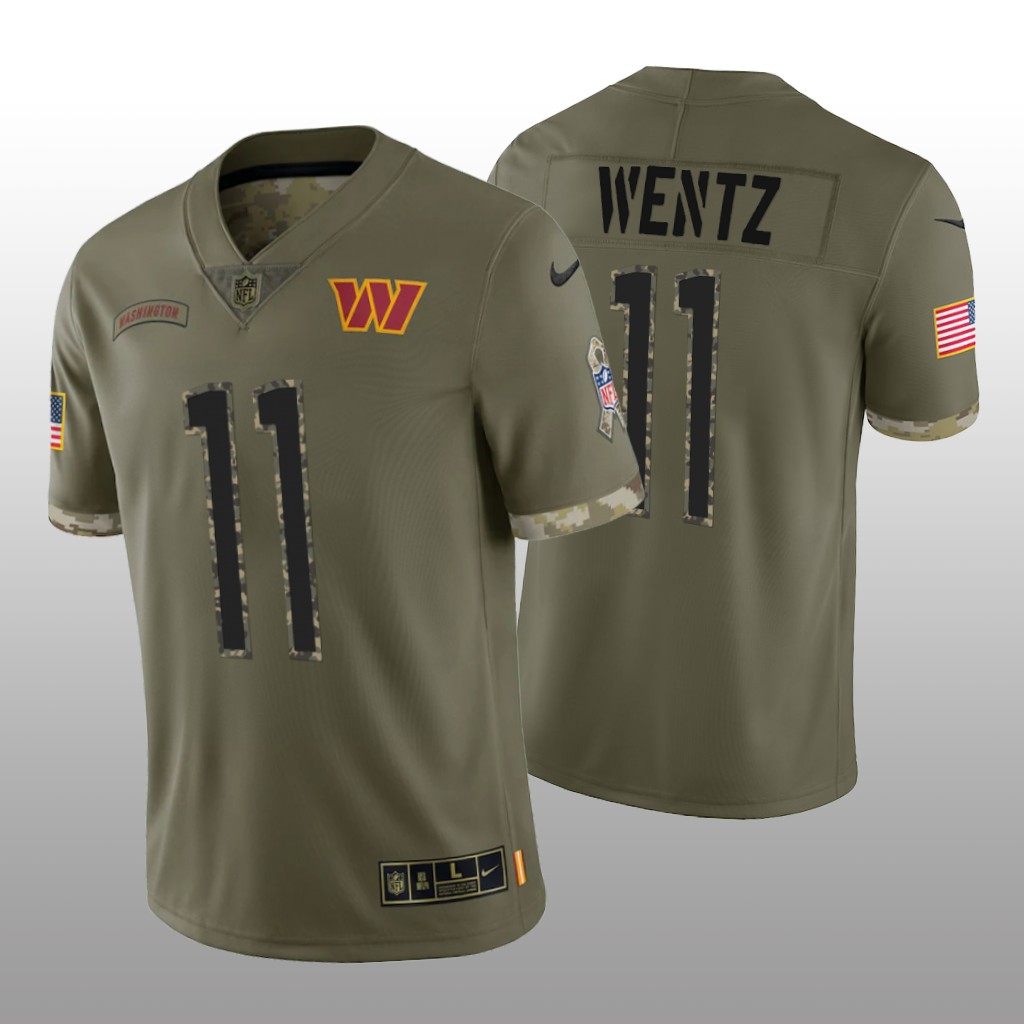 Washington Commanders Carson Wentz Olive Limited Jersey 2022 Salute To Service - Men's