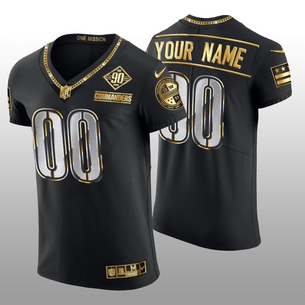 Washington Commanders Custom Black Gold Elite 90th Anniversary - Men's