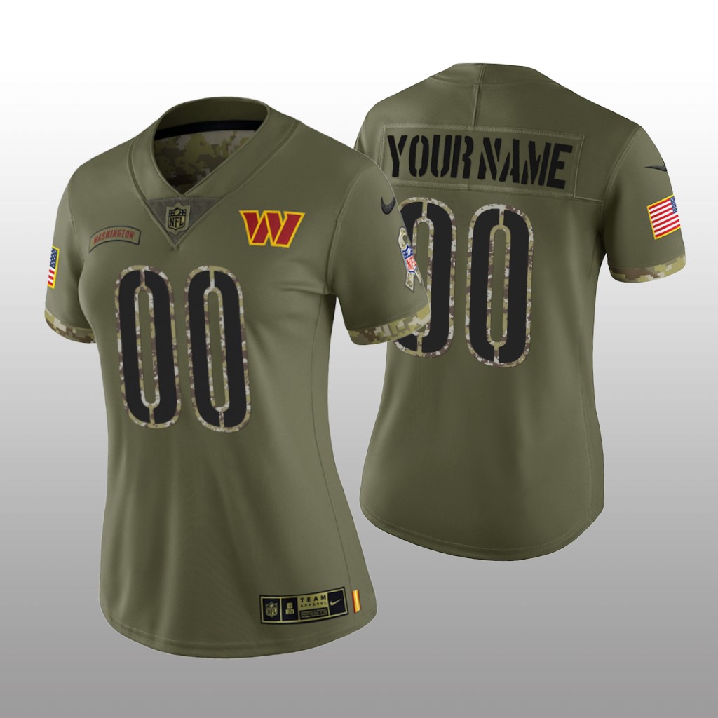 Washington Commanders Custom Olive Limited Jersey 2022 Salute To Service - Women's