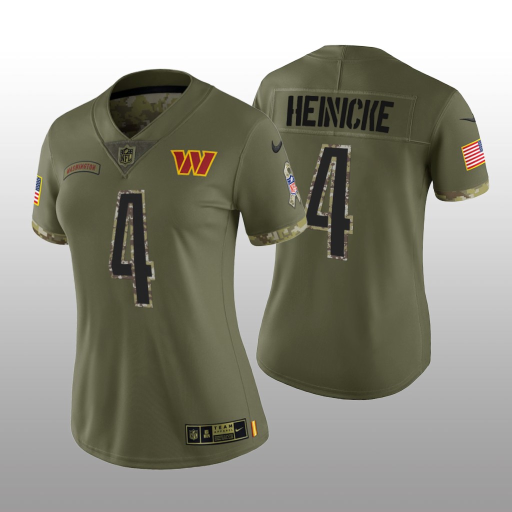 Washington Commanders Taylor Heinicke Olive Limited Jersey 2022 Salute To Service - Women's