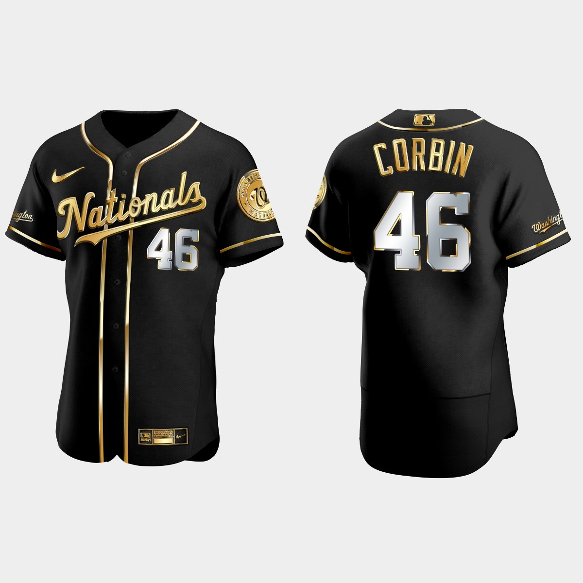 Washington Nationals #46 Patrick Corbin Gold Edition Jersey - Black