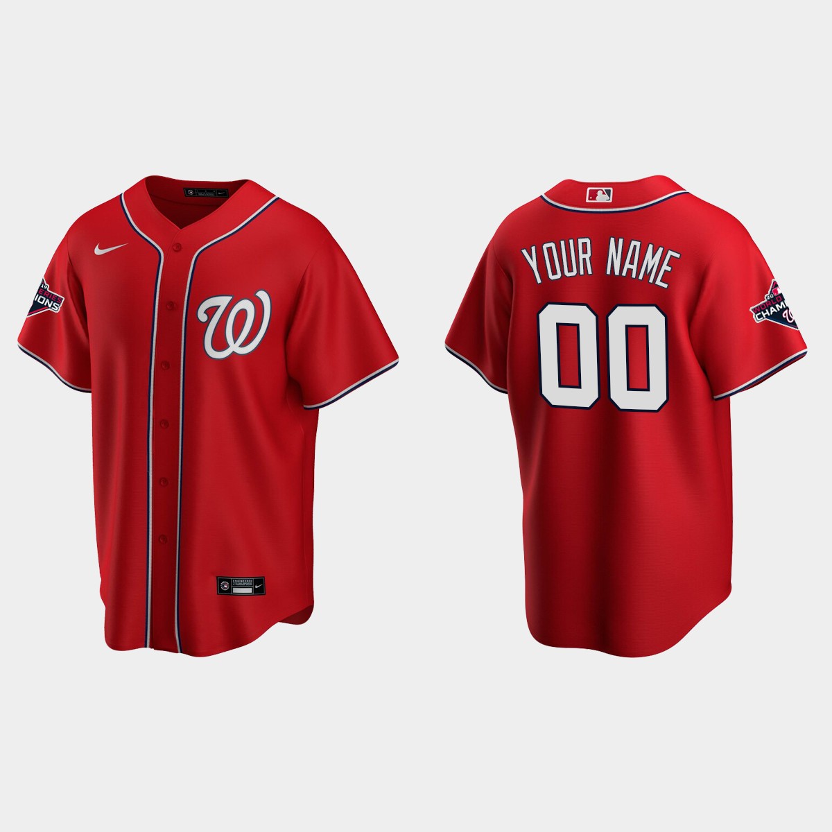 Washington Nationals Custom 2019 World Series Champions Red Alternate Jersey