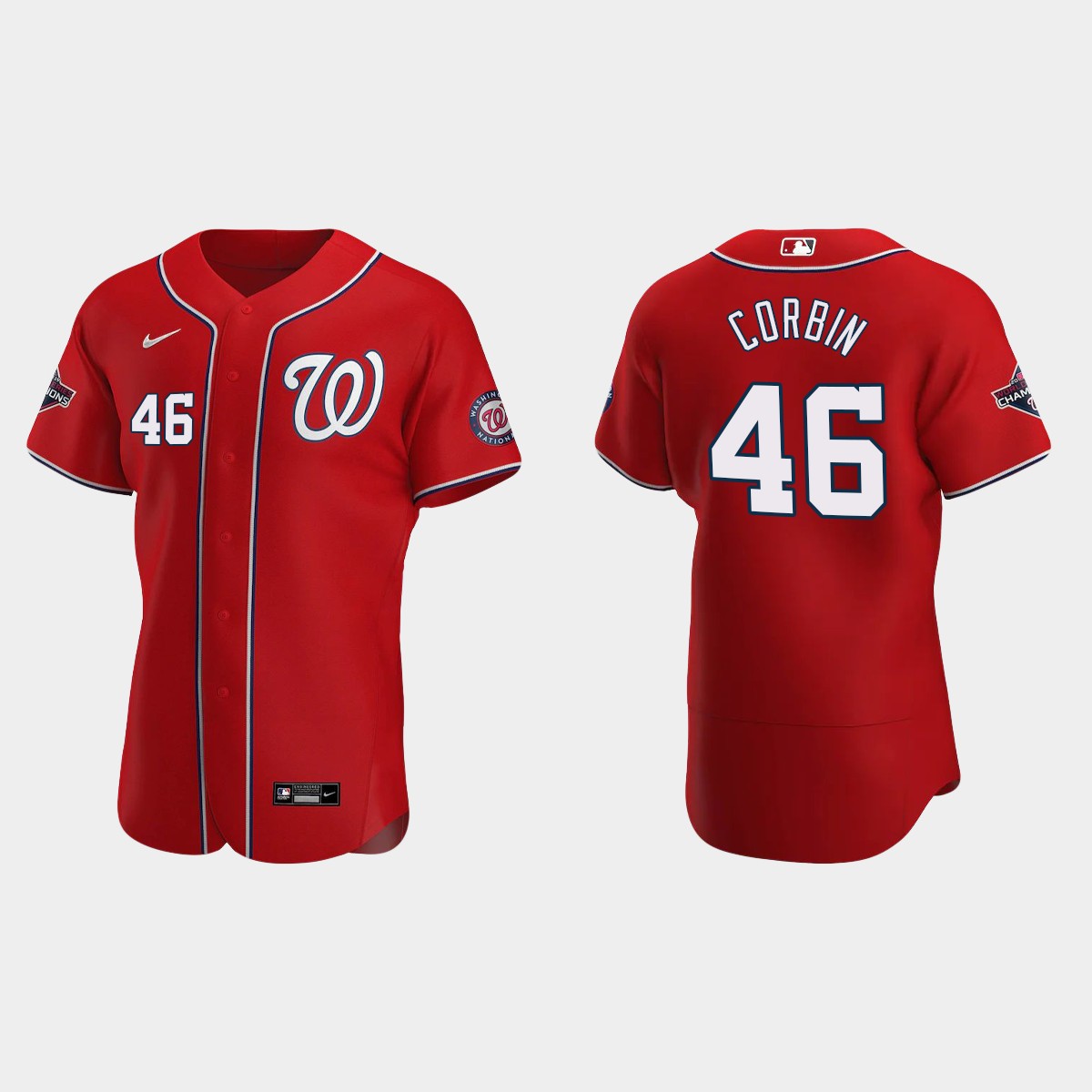 Washington Nationals Patrick Corbin #46 Scarlet Patch 2020 Alternate Jersey