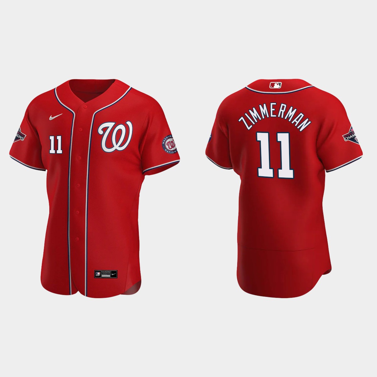 Washington Nationals Ryan Zimmerman #11 Scarlet Patch 2020 Alternate Jersey