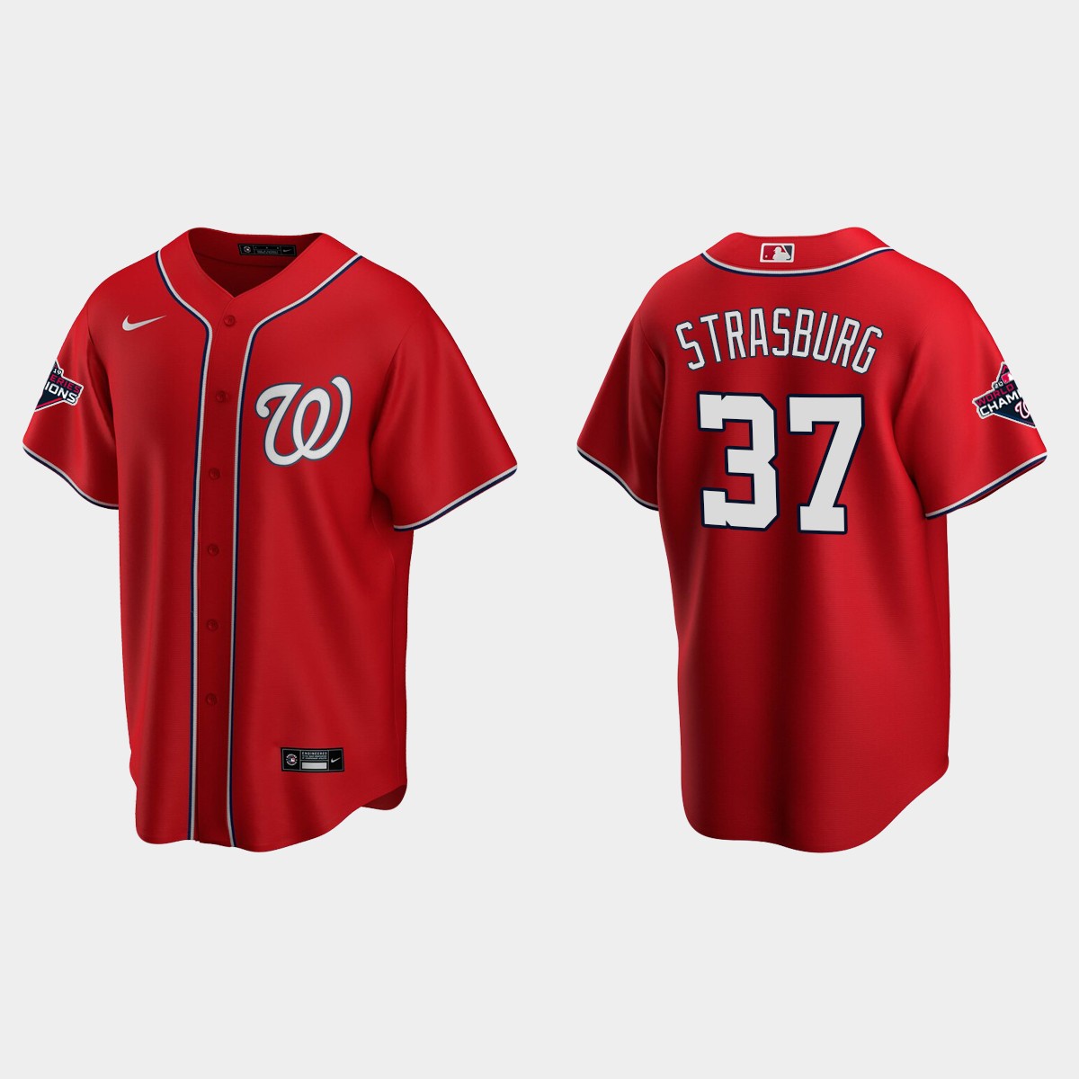 Washington Nationals Stephen Strasburg 2019 World Series Champions Red Alternate Jersey