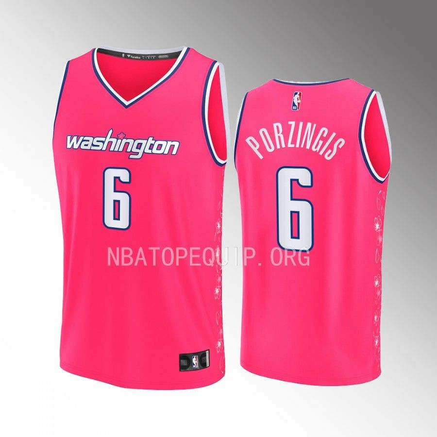 Washington Wizards #6 Kristaps Porzingis City Edition Jersey 2022-23 Fastbreak Pink