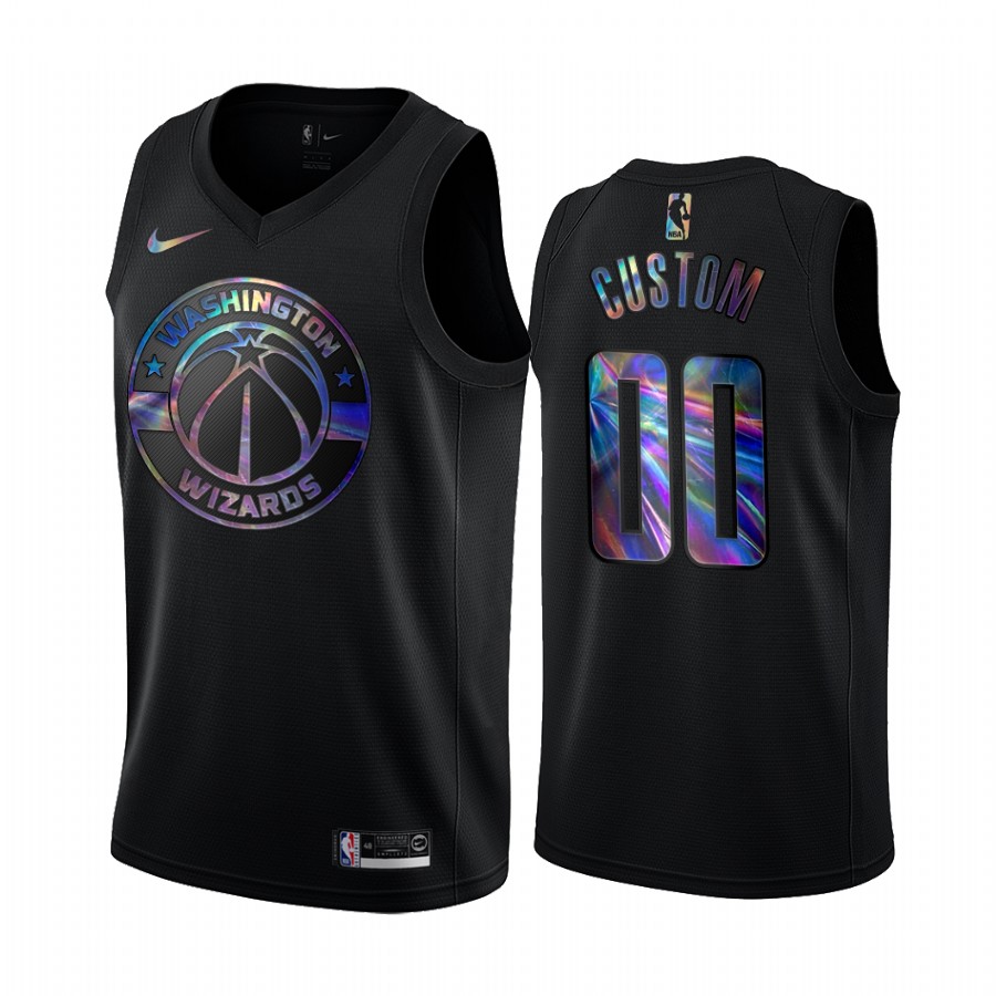 Washington Wizards Custom #00 Jersey Iridescent Holographic Black Limited Edition