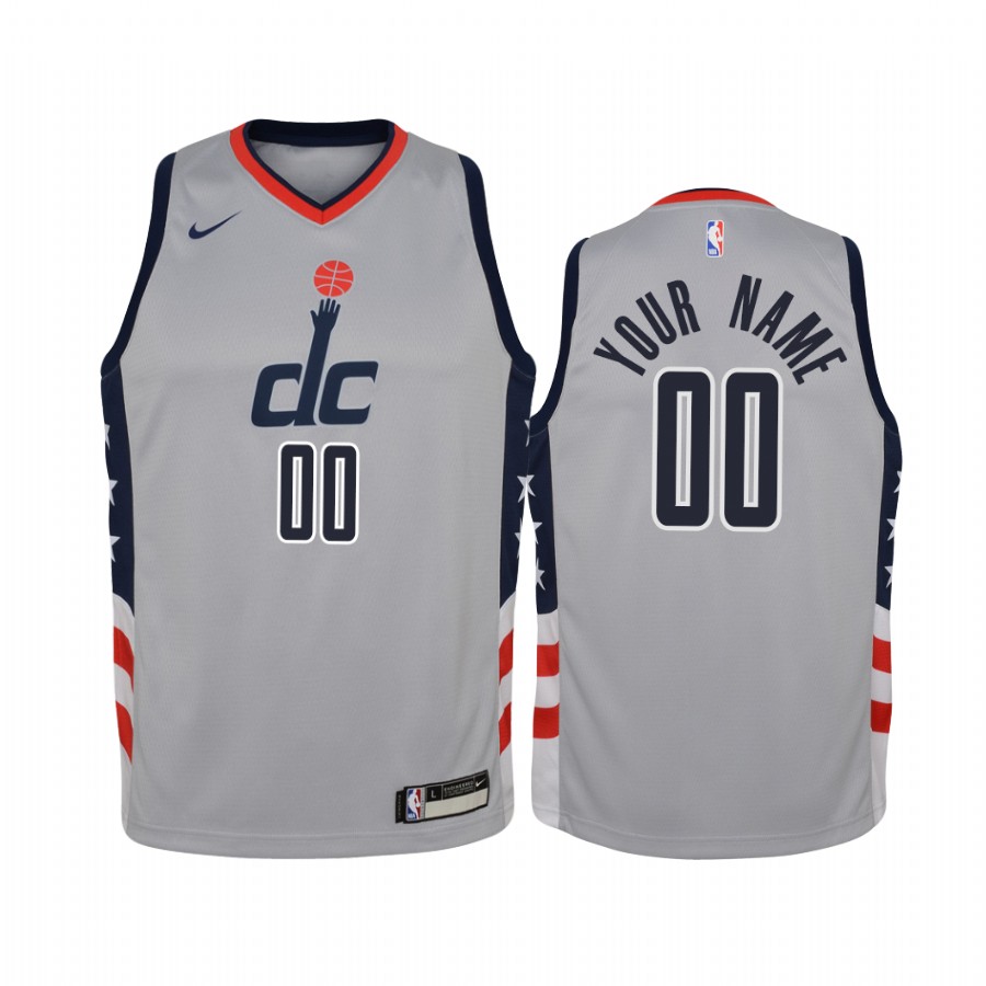 Washington Wizards Custom 2020-21 City Gray Youth Jersey - #00