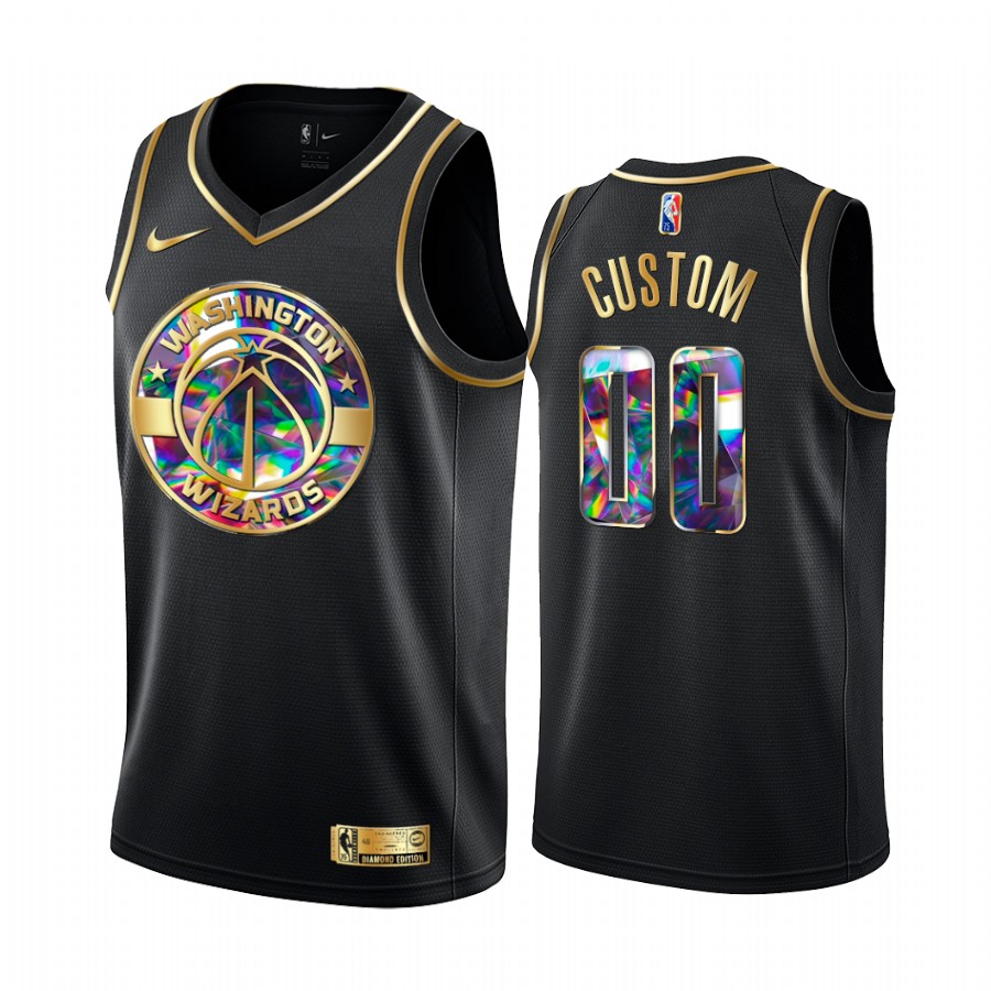 Washington Wizards Custom Black Golden Diamond Edition 75th Anniversary Jersey