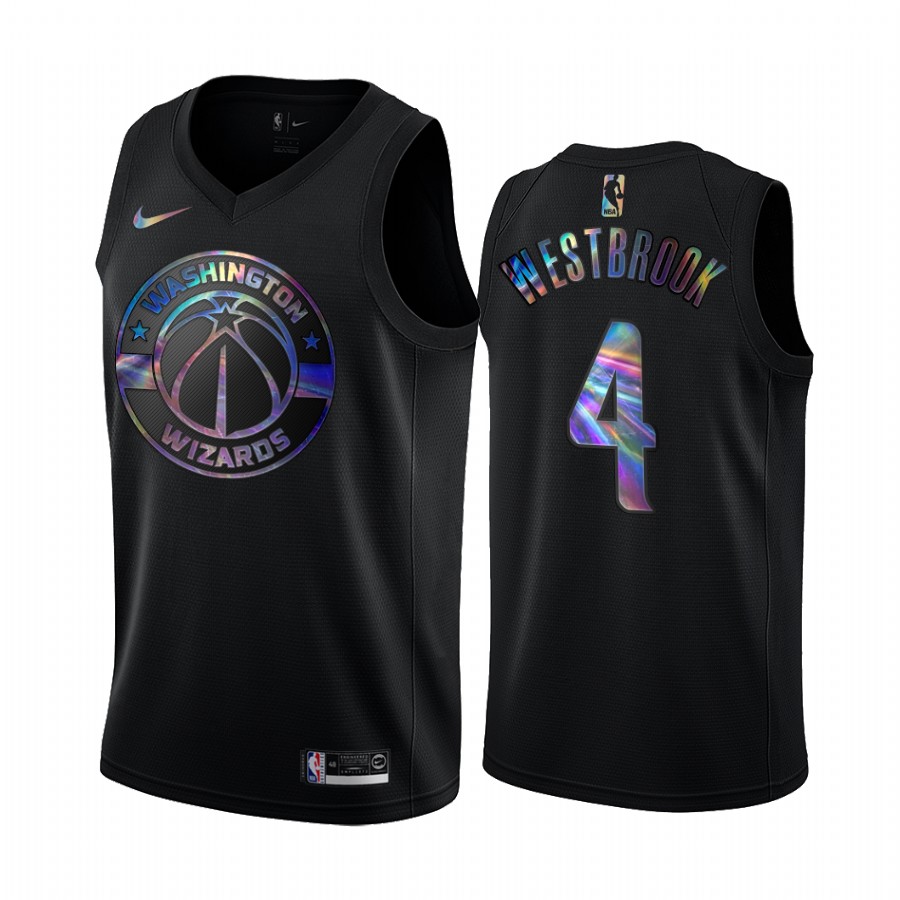Washington Wizards Russell Westbrook #4 Jersey Iridescent Holographic Black Limited Edition