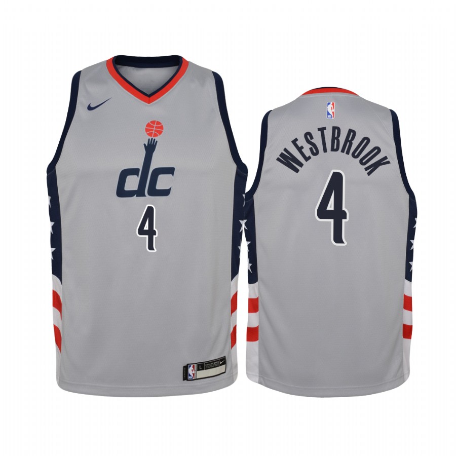 Washington Wizards Russell Westbrook 2020-21 City Gray Youth Jersey - #4