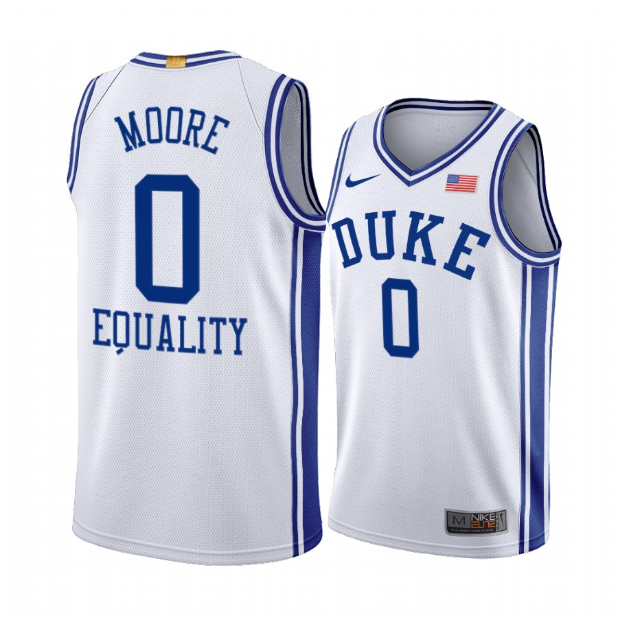 Wendell Moore Duke Blue Devils White Equality BLM Social justice 2020-21 Jersey