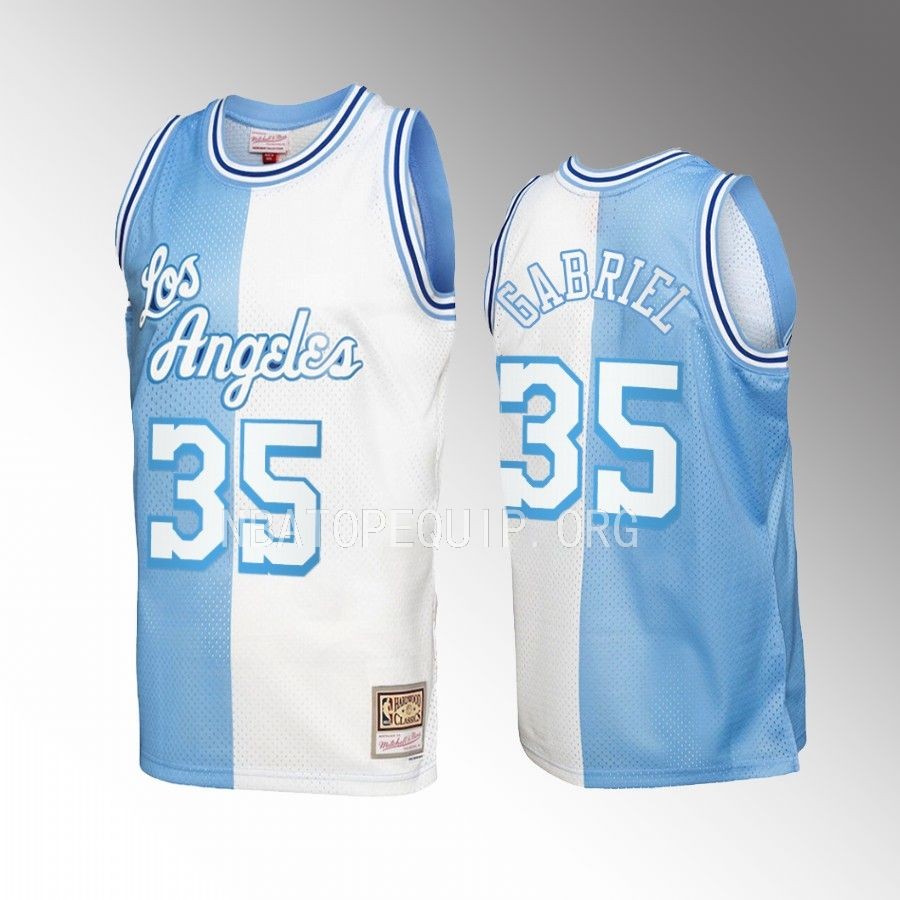 Wenyen Gabriel #35 Los Angeles Lakers Split Blue White Hardwood Classics Jersey