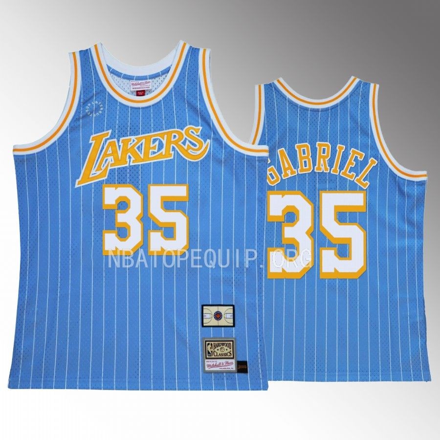 Wenyen Gabriel Los Angeles Lakers #35 Mitchell Ness x Uninterrupted Jersey Blue Throwback Men