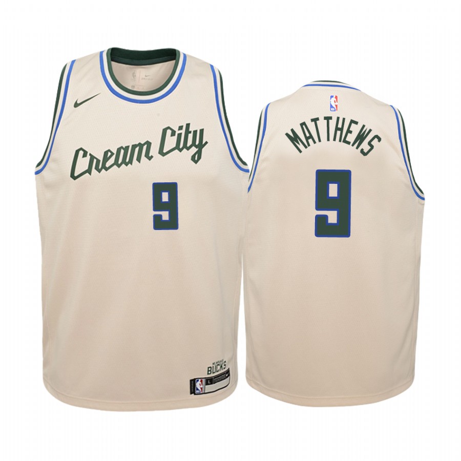 Wesley Matthews Milwaukee Bucks 2019-20 City Youth Jersey - Cream