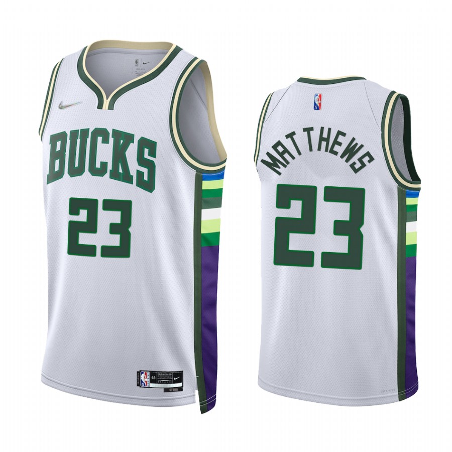 Wesley Matthews Milwaukee Bucks 2021-22 City Edition White #23 Jersey NBA 75th Diamond