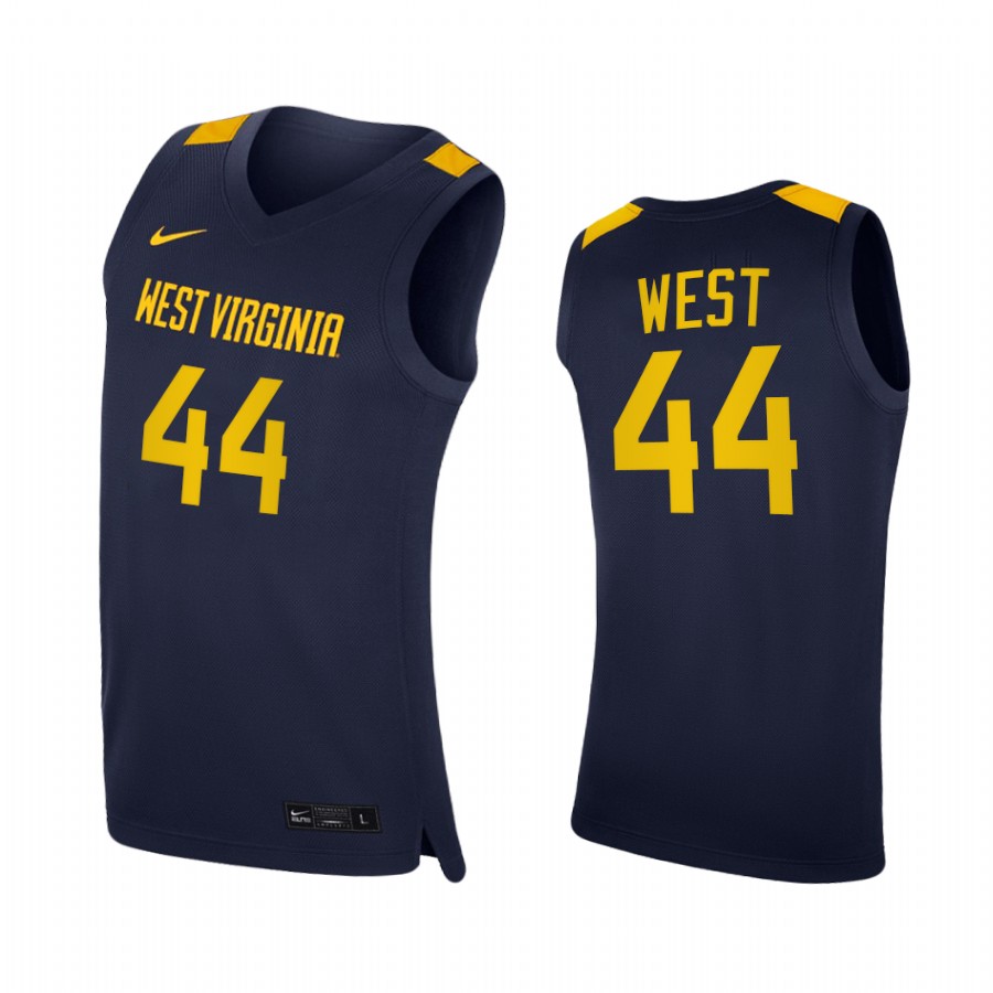 West Virginia Mountaineers Jerry West Navy  College  Jersey