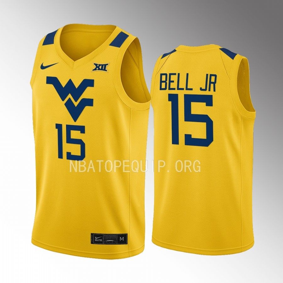 West Virginia Mountaineers Jimmy Bell Jr. Jersey 2022-23 Alternate  Gold Uniform