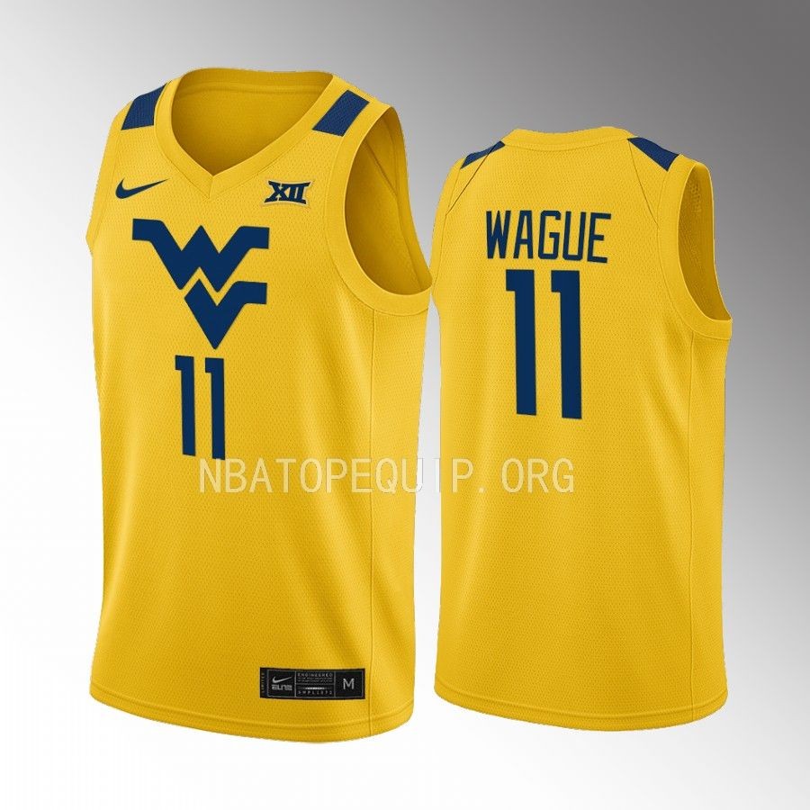 West Virginia Mountaineers Mohamed Wague Jersey 2022-23 Alternate  Gold Uniform