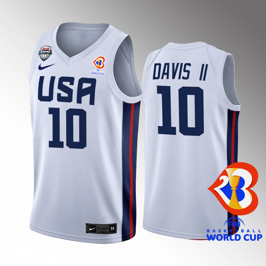 Will Davis II #10 USA Team 2023 FIBA  World Cup White Jersey Home