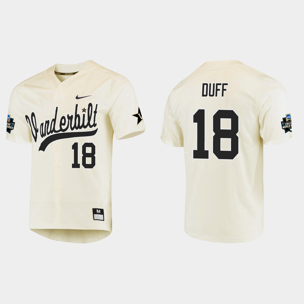 Will Duff Vanderbilt Commodores College World Series  Jersey - Cream