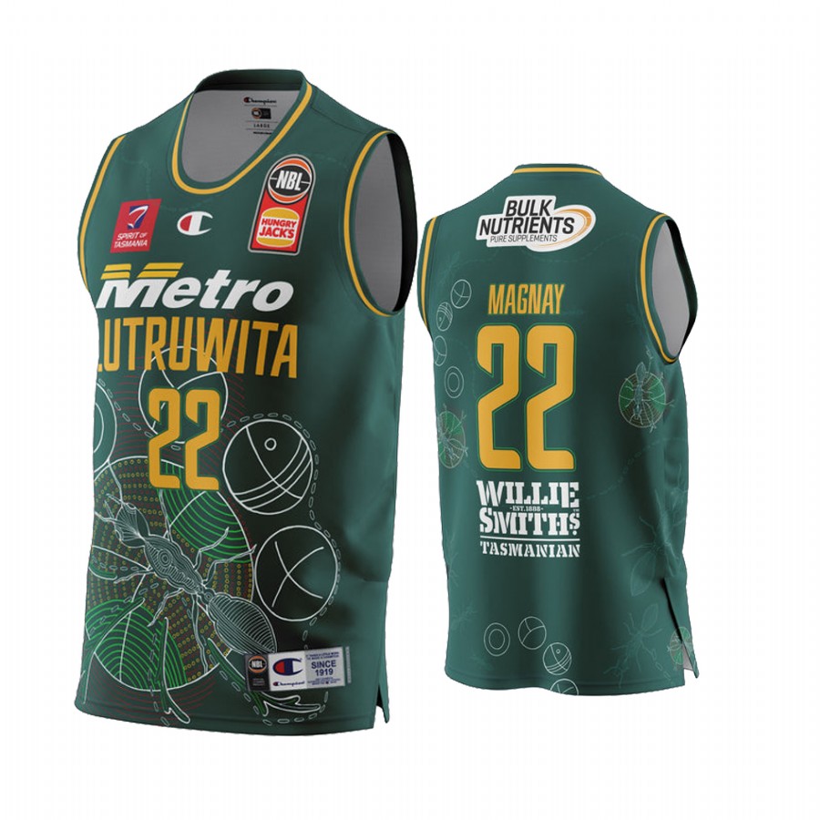 Will Magnay Tasmania JackJumpers NBL Indigenous Round 2022 Jersey #22 Green Special Edition Uniform