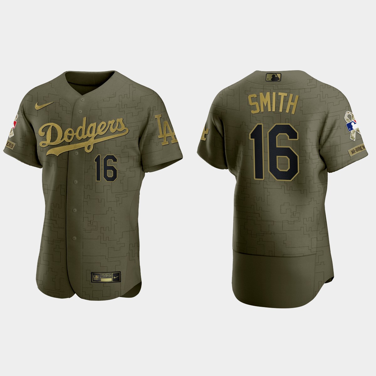 Will Smith Los Angeles Dodgers 2021 Salute to Service Digital Camo Jersey - Green