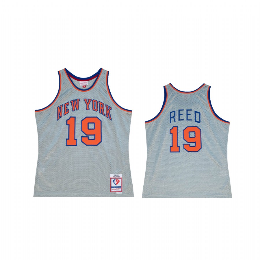 Willis Reed #19 New York Knicks Retro 75th Jersey Silver