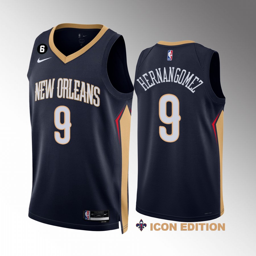 Willy Hernangomez New Orleans Pelicans #9 Navy Jersey 2022-23 Icon Edition NO.6 Patch