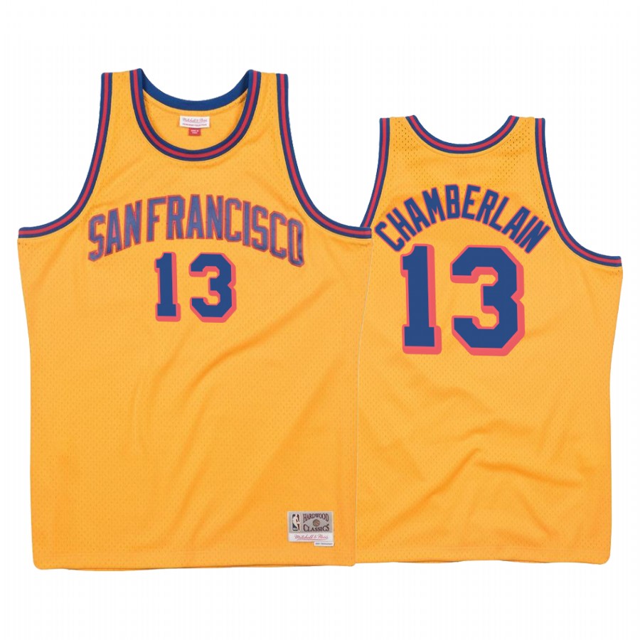 Wilt Chamberlain Golden State Warriors 1962-63 Gold Hardwood Classics #13 Jersey