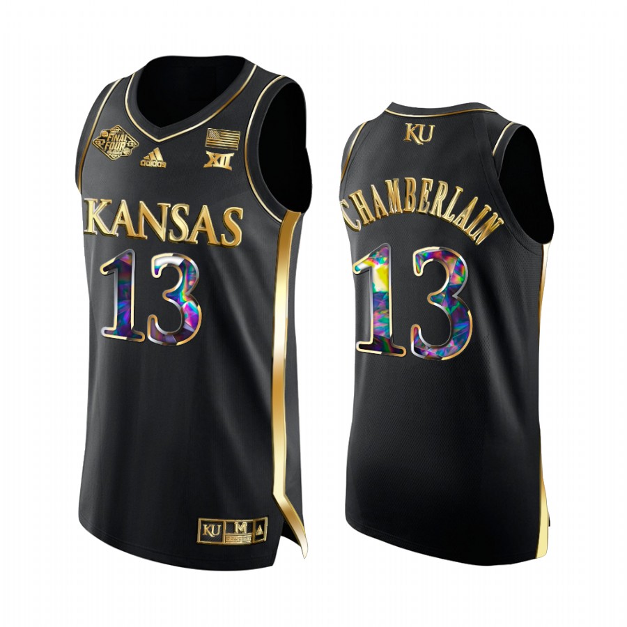 Wilt Chamberlain Kansas Jayhawks 2022 NCAA National Championship #13 Jersey Black Golden Diamond Edition