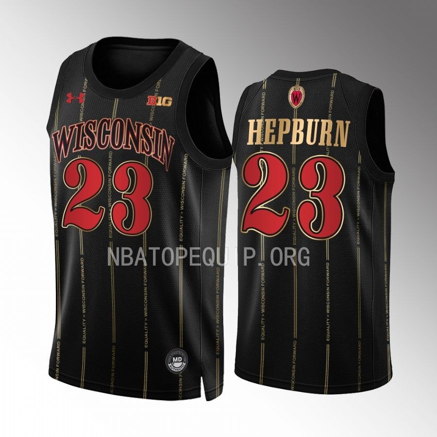 Wisconsin Badgers Chucky Hepburn Jersey 2022-23 By the Players Black Alternate  Uniform