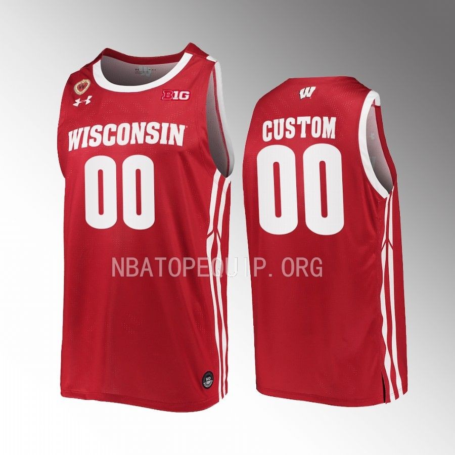 Wisconsin Badgers Custom Jersey 2022-23 Away  Red  Uniform